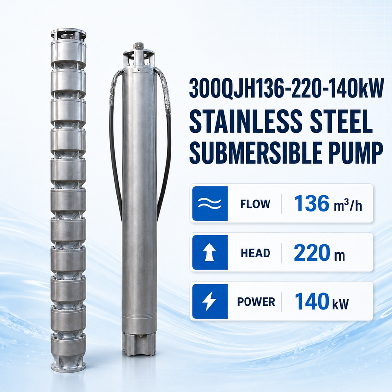 심정용 140kW 스테인리스 스틸 잠수 펌프 (양정 220m, 유량 136m³/h)