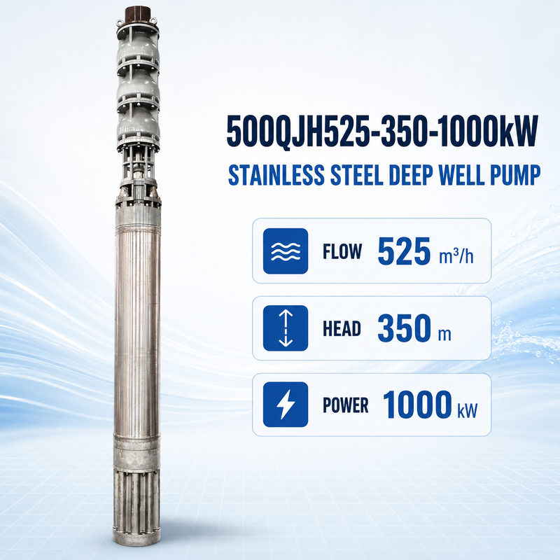 525m3/h 흐름 350m 머리 1000kW 전력 스테인리스 스틸 깊은 우물 잠수 해수 펌프