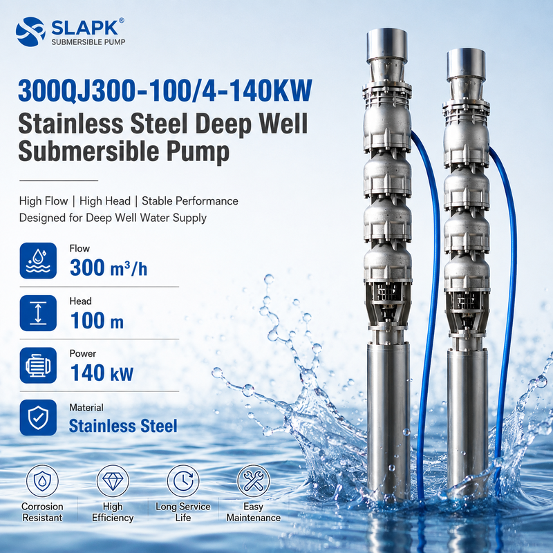 300m3/h 높은 흐름 100m 머리 140 kW 모터 깊은 우물 잠수 펌프